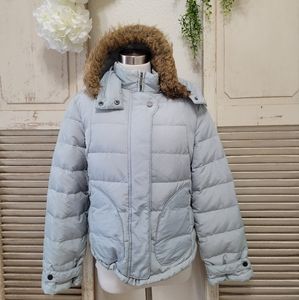 Calvin Klein faux fur hooded puffer jacket women's size large